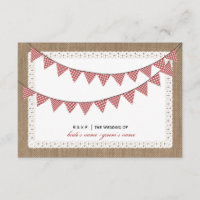 RSVP de Bunting Red Gingham Inspirado em Burlap
