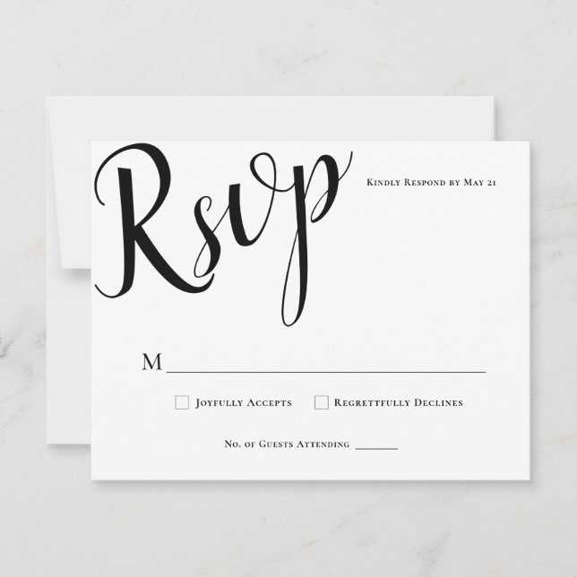 RSVP de Cartão de Resposta de Casamento Elegante M (Frente)