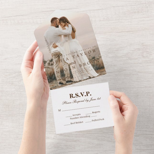 RSVP de Casamento All-in-One com Caligrafia Românt (Tearaway)