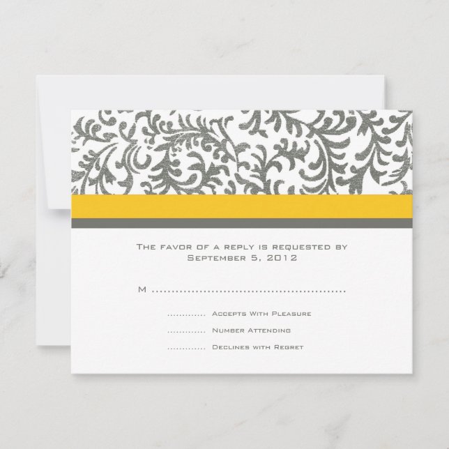 RSVP de Casamento Amarelo e Cinza (Frente)