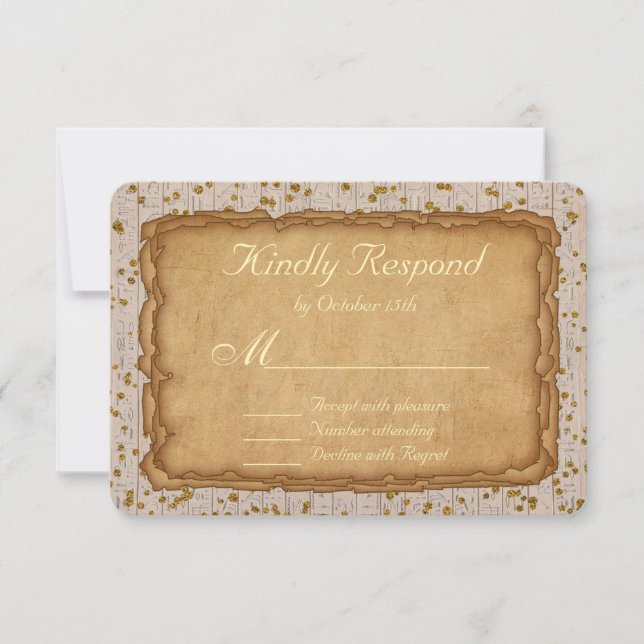 RSVP de Casamento Antiquado de Sparkle Papyrus (Frente)