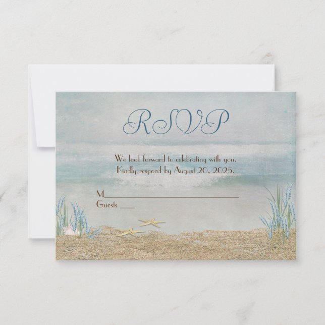 RSVP de casamento aquarela beira-mar (Frente)