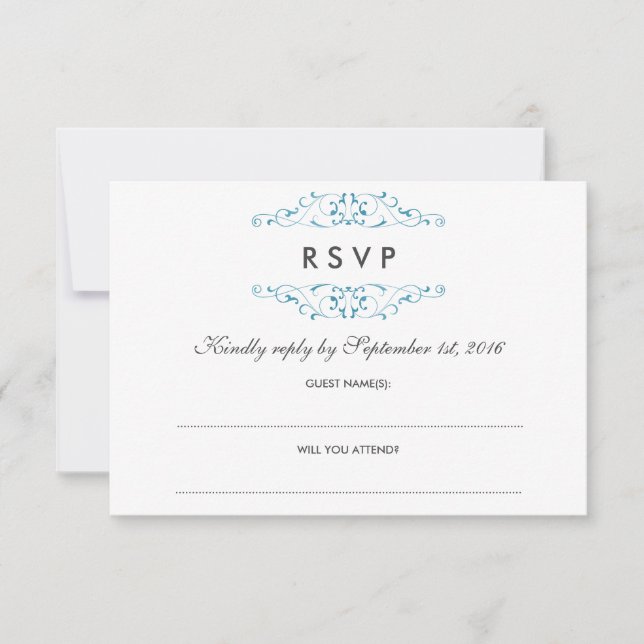 RSVP de Casamento Azul Anterior (Frente)