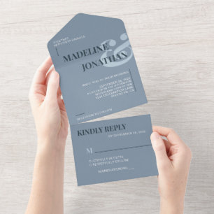 RSVP de Casamento Azul de Dusty Standard Elegante