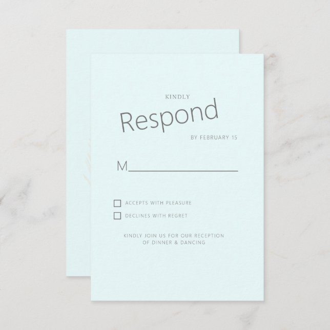 RSVP de Casamento Azul de Palma Tropical (Frente/Verso)