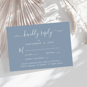 RSVP de Casamento Azul Dusty - Escolha do Menu de 