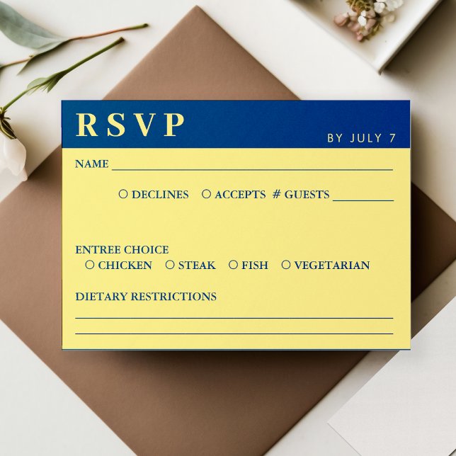 RSVP de Casamento Azul e Amarelo (Blue & Yellow Wedding RSVP)