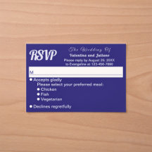 RSVP de casamento azul escuro minimalista