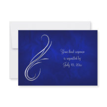 RSVP de Casamento Azul Silver Swirl Bright