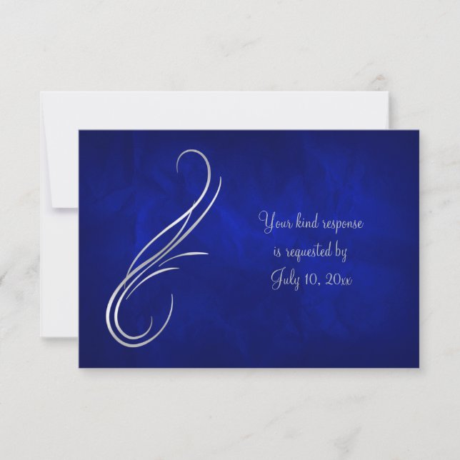 RSVP de Casamento Azul Silver Swirl Bright (Frente)