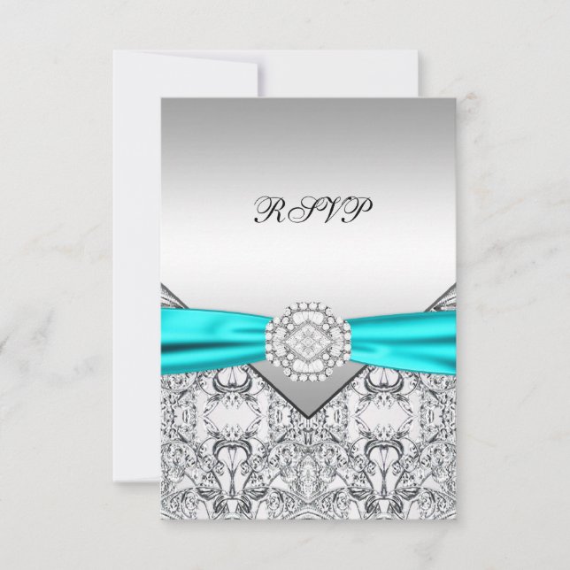 RSVP de Casamento Azul Teal (Frente)