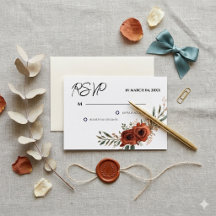 RSVP de Casamento Boho Floral Terracota Mal-humora