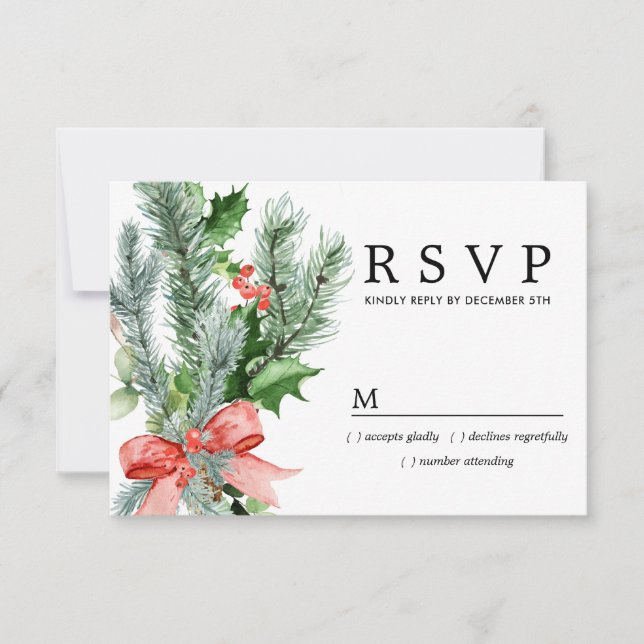 RSVP de Casamento Botânico Rustic Winter (Frente)