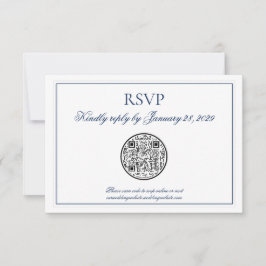 RSVP de Casamento Branco Azul do Código Elegante d