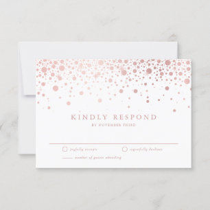 RSVP de Casamento Branco de Pontos de Confetti Dou