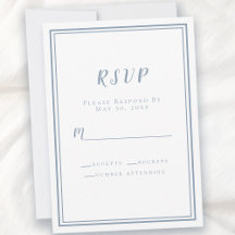 RSVP de Casamento Branco e Azul Dusty Simples Mini