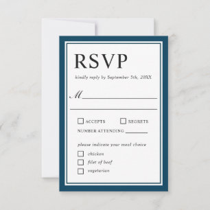 RSVP de Casamento Branco e Marinho Clássico Simple