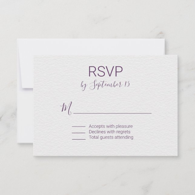 RSVP de Casamento Branco e Violet (Frente)