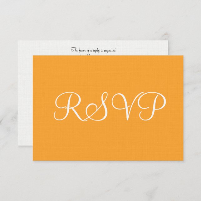 RSVP de Casamento Branco Laranja (Frente/Verso)