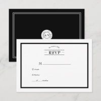 RSVP de Casamento Branco Negro Colar Clássico