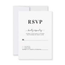 RSVP de Casamento Branco Negro Simples Moderno