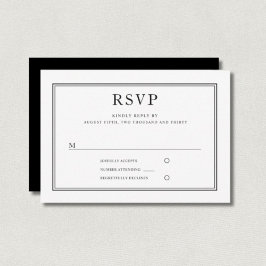 RSVP de Casamento Branco Preto Formal Elegante