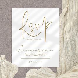 RSVP de Casamento Branco Simples e Dourado de Orça