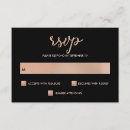 RSVP de Casamento Cardíaco do Bokeh Dourado e Blac