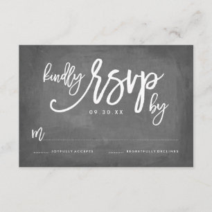 RSVP de Casamento Chalkboard de Tipografia Chic