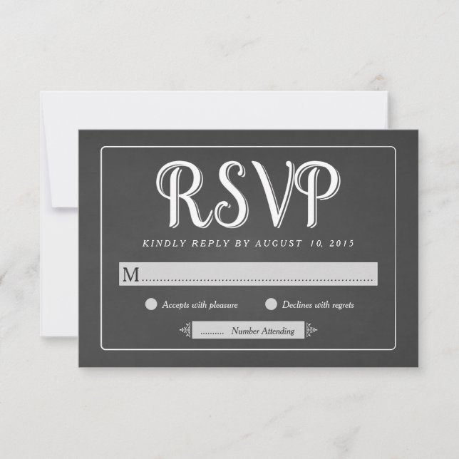 RSVP de Casamento Chalkboard - Placas de Resposta  (Frente)