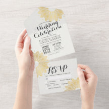 RSVP de Casamento Chic Dourado Mandala Flor Modern
