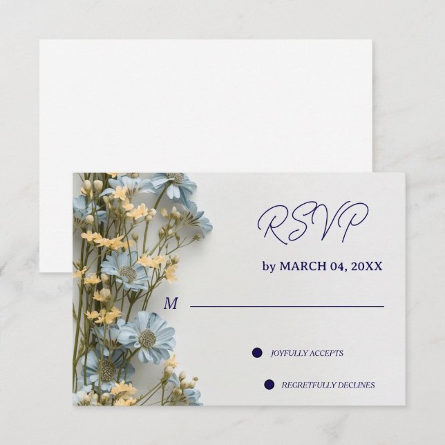 RSVP de casamento clássico elegante floral (Frente/Verso)