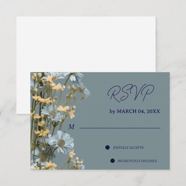 RSVP de casamento clássico elegante floral (Frente/Verso)