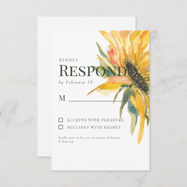 RSVP de Casamento Colorido de Pedra de Girassol (Frente/Verso)