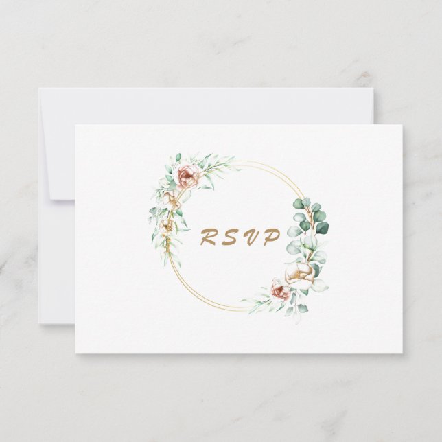 RSVP de casamento com aguarela de eucalipto (Frente)