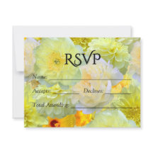 RSVP de Casamento com Aquarela Floral Amarela Maio