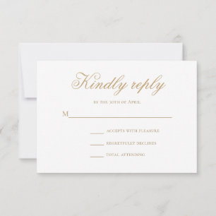 RSVP de Casamento com Caligrafia Dourada Minimalis