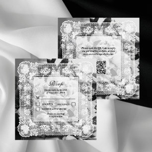 RSVP de casamento com código QR e foto em moldura