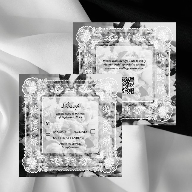 RSVP de casamento com código QR e foto em moldura  (Criador carregado)