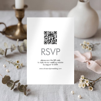RSVP de casamento com código QR minimalista