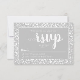 RSVP de Casamento com Glitter da Cinza Branca Info