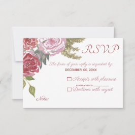 RSVP de Casamento com Rosas em Aquarela