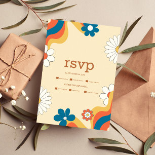 RSVP de Casamento com Tons Suaves e Tema Retro Gro