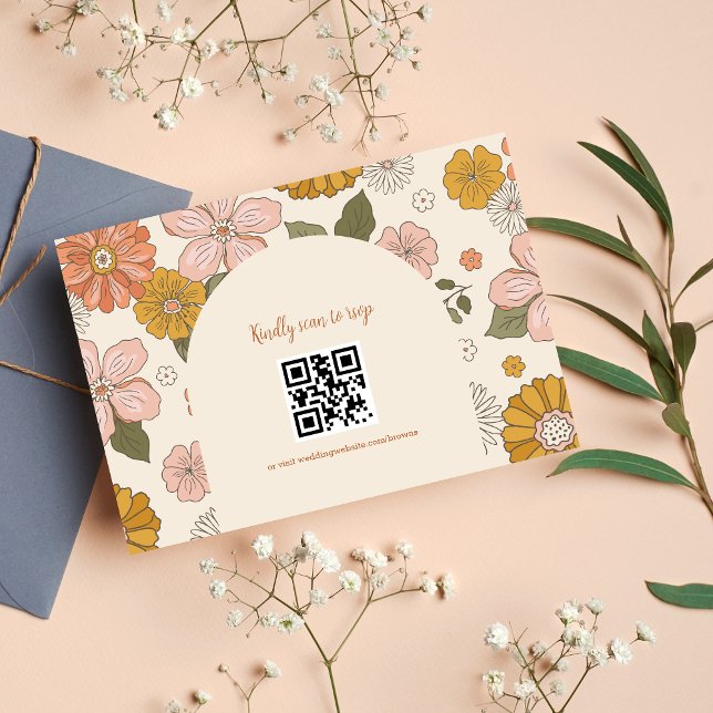 RSVP de Casamento com Tons Suaves e Tema Retro Gro (Criador carregado)