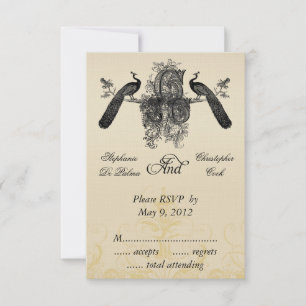 RSVP de casamento com três monogramas vintage e pa