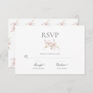 RSVP de Casamento Cor de Água Floral Pastel Rosa