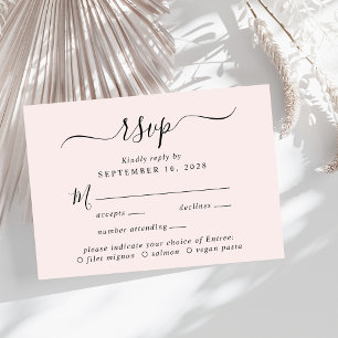 RSVP de Casamento Cor-de-Rosa de Escolha do Menu S