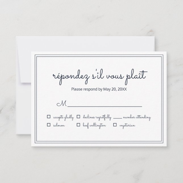 RSVP de Casamento Cursivo de Script Simples Minima (Frente)