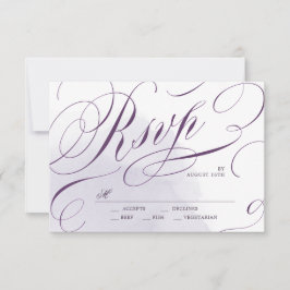 RSVP de casamento da caligrafia roxa romântica