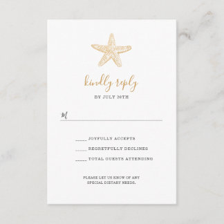 Rsvp de casamento da Dourada Sea Shell para buffet